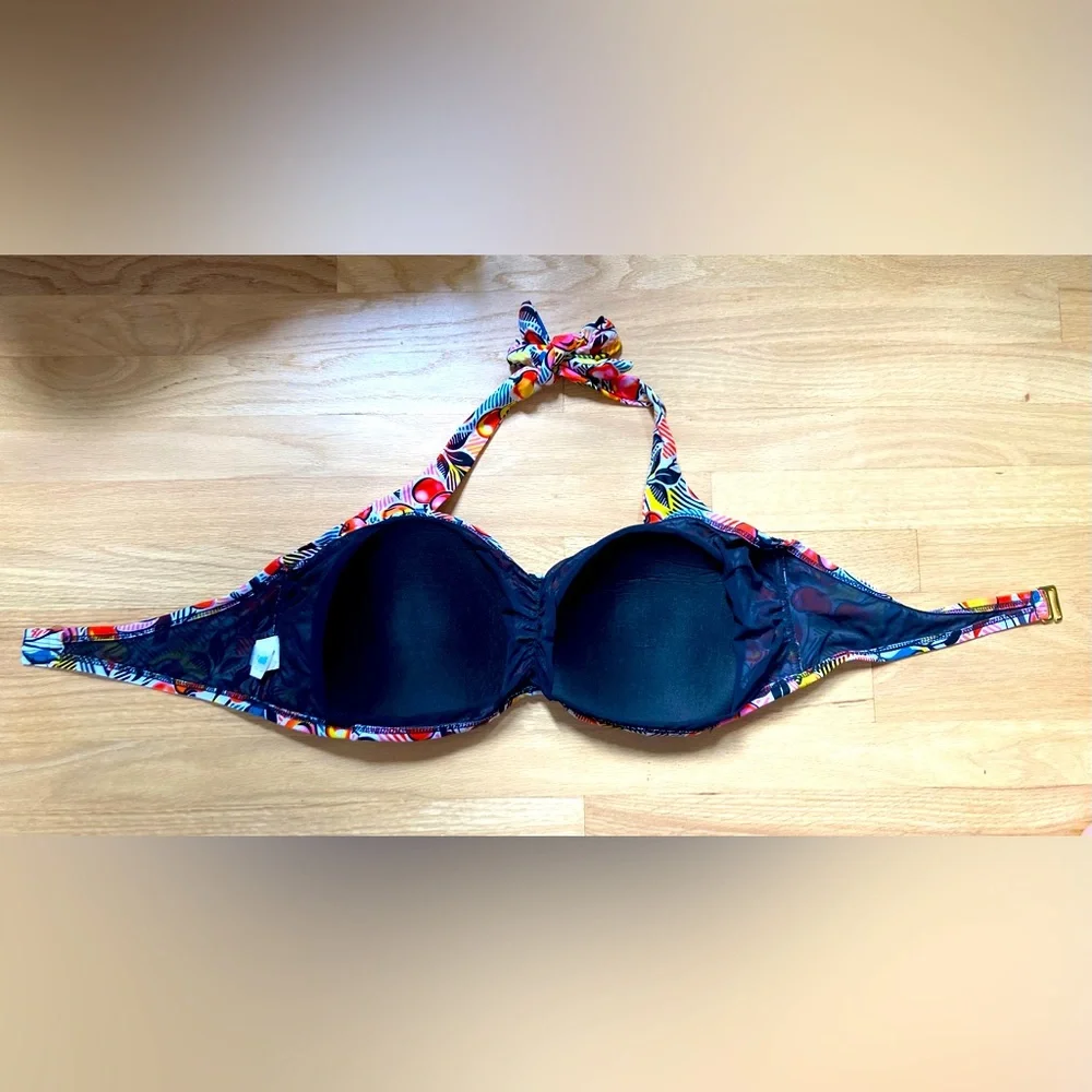 Swimsuits For All.  Multicolor Cherry print bikini top. Size 22. - Picture 4 of 6